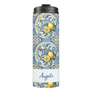 Amalfi Coast Lemon Tiles Italy Thermal Tumbler