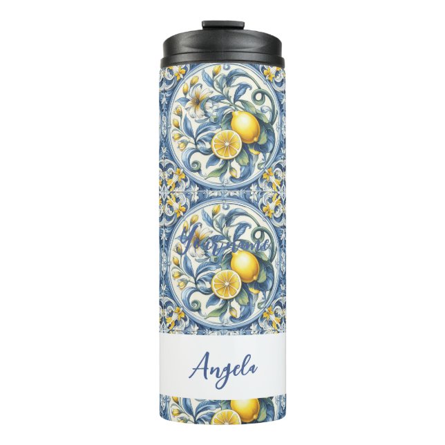 Amalfi Coast Lemon Tiles Italy  Thermal Tumbler (Front)