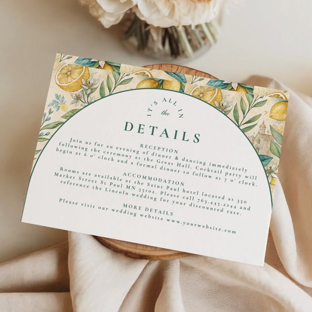 Amalfi Coast Lemon Wedding Enclosure Card (Creator Uploaded)