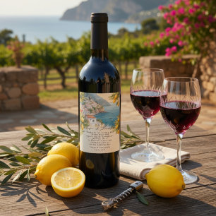 Amalfi Coast Lemon Wedding   Italian  Wine Label