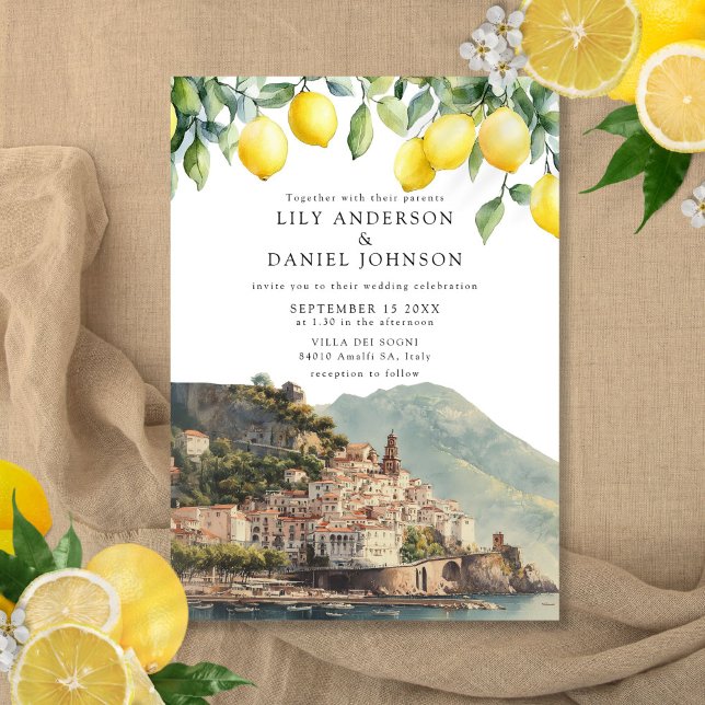 Amalfi Coast Lemons Italian Wedding Invitation (Amalfi Coast Lemons Italian Wedding Invitation)