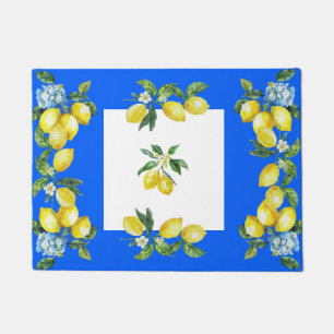 Amalfi Coast Lemons Ocean Blue Doormat