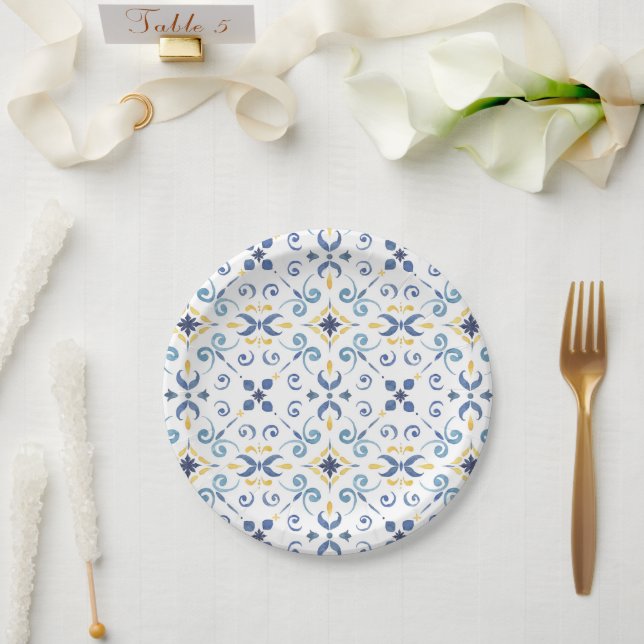 Amalfi Coast Mediterranean Design Paper Plate (Wedding)
