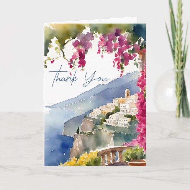 Amalfi coast Mediterranean Italian bridal shower Thank You Card (Front)