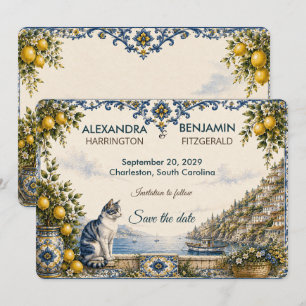 Amalfi Coast Mediterranean Italian Tile Wedding Save The Date