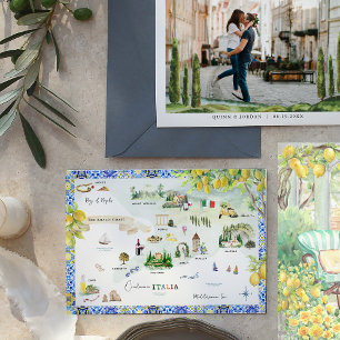 Amalfi Coast   Mediterranean Itinerary Map Invitation