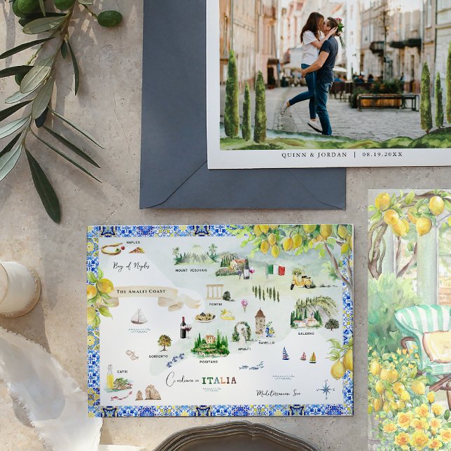 Amalfi Coast | Mediterranean Itinerary Map Invitation (Creator Uploaded)