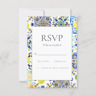 Amalfi Coast Mediterranean Lemon Tiles RSVP Card