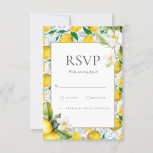 Amalfi Coast Mediterranean Lemon Tiles RSVP Card