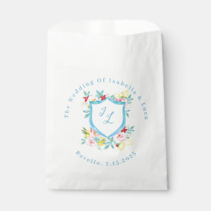 Amalfi Coast Mediterranean Monogram Crest Wedding Favour Bag