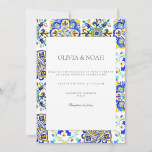 Amalfi Coast Mediterranean Tile Wedding Invitation