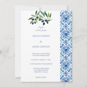 Amalfi Coast Olive Branch Tiles Italy Invitation