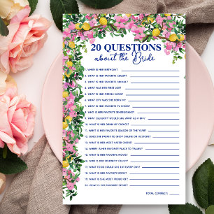 Amalfi Coast Pink Lemons 20 Questions Game Flyer