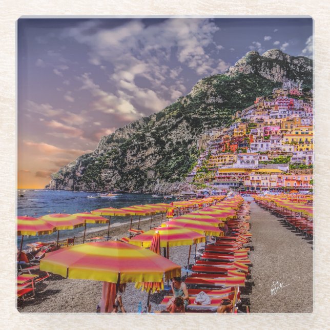 Amalfi Coast Positano Europe Travel Lover Glass Coaster (Front)