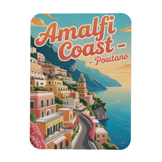 Amalfi Coast Positano Vintage Magnet (Vertical)