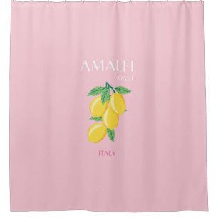 Amalfi Coast, Preppy Art, Pink, Travel Shower Curtain