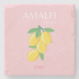 Amalfi Coast, Preppy Art, Pink, Travel Stone Coaster