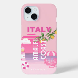 Amalfi Coast, Preppy Travel, Pink iPhone 15 Case