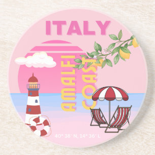 Amalfi Coast, Preppy Travel, Pink Coaster
