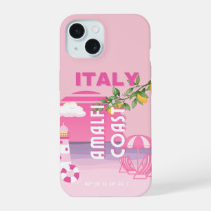 Amalfi Coast, Preppy Travel, Pink iPhone 15 Case