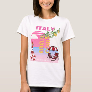 Amalfi Coast, Preppy Travel, Pink T-Shirt