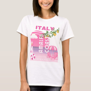 Amalfi Coast, Preppy Travel, Pink T-Shirt