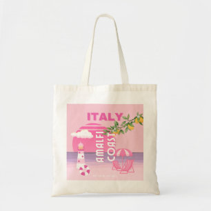 Amalfi Coast, Preppy Travel, Pink Tote Bag