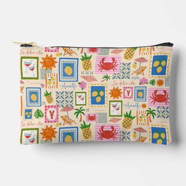 Amalfi Coast Summer Mediterranean Pattern  Accessory Pouch (Front)