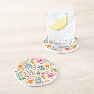 Amalfi Coast Summer Mediterranean Pattern Coaster