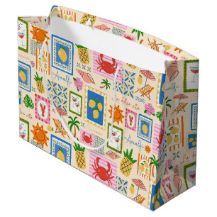 Amalfi Coast Summer Mediterranean Pattern  Large Gift Bag