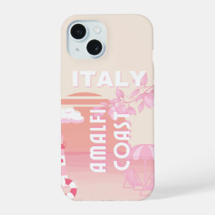 Amalfi Coast, Travel Art, Preppy Travel, Pastel iPhone 15 Case