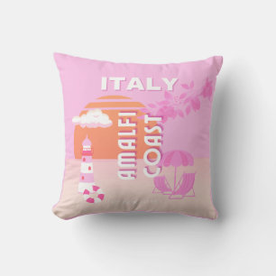 Amalfi Coast, Travel Art, Preppy Travel, Pink Cushion