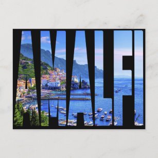 Amalfi Coast Typography Modern Photo Travel Postcard