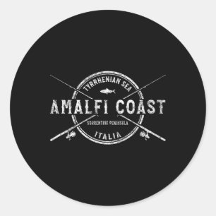 Amalfi Coast Vintage Crossed Fishing Rods Classic Round Sticker