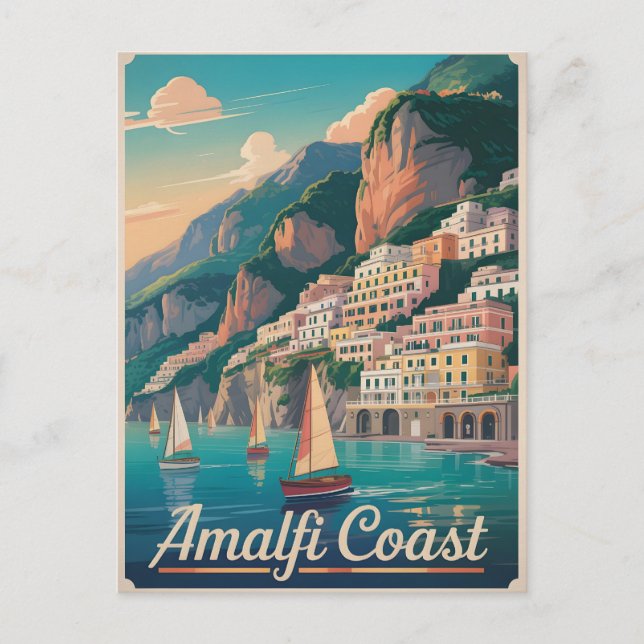 Amalfi Coast vintage Postcard (Front)