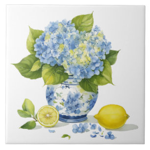 Amalfi Coast Watercolor Mediterranean Lemon Ceramic Tile