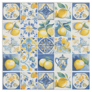 Amalfi Coast Watercolor Mediterranean Lemon Fabric