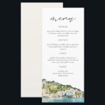AMALFI COAST Watercolor Wedding Menu Cards<br><div class="desc">This menu features a watercolor painting of The Amalfi Coast paired with a simple font combination. This menu is perfect for your travel themed or Italian adventure themed wedding or event.</div>