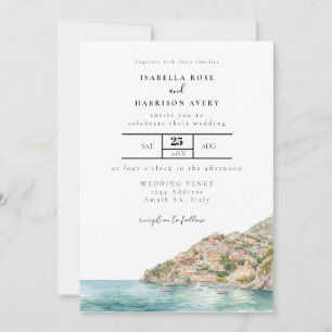 Amalfi Coast Wedding Invitation Watercolor