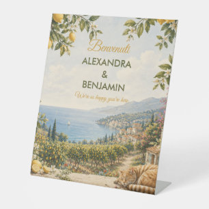Amalfi Coast Wedding Italian Lemon & Mediterranean Pedestal Sign
