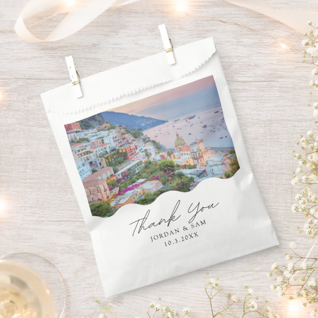 Amalfi Coast Wedding Positano Personalised Favour Bag (Clipped)