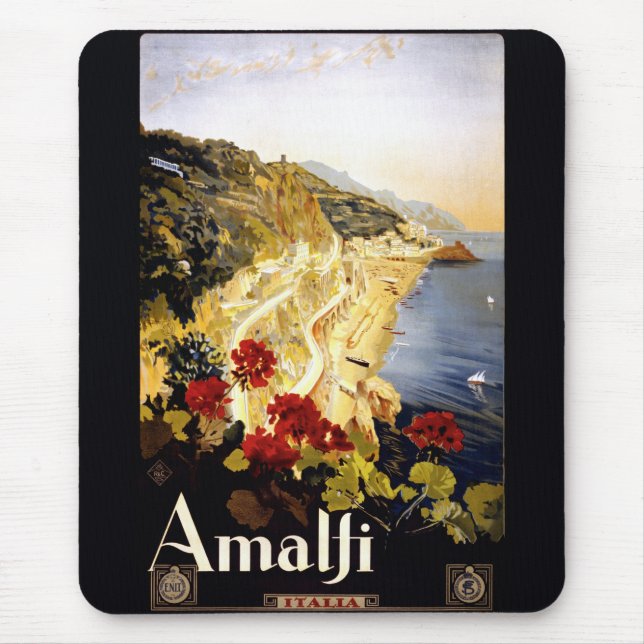 Amalfi Coastline Italian Travel Poster 1910 - 1920 Mouse Pad (Front)