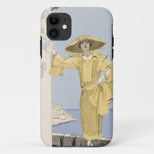 Amalfi, illustration of a woman in a yellow dress iPhone 11 case