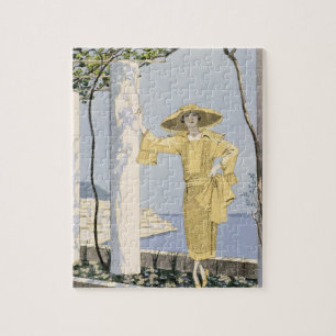 Amalfi, illustration of a woman in a yellow dress jigsaw puzzle