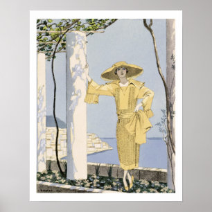 Amalfi, illustration of a woman in a yellow dress poster
