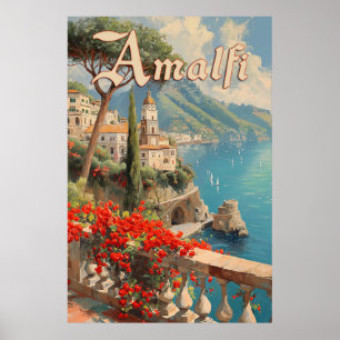 Amalfi Italian Coast Vintage Travel Poster