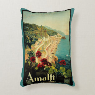 Amalfi Italian Coast, Vintage Travel Poster Italy Decorative Cushion