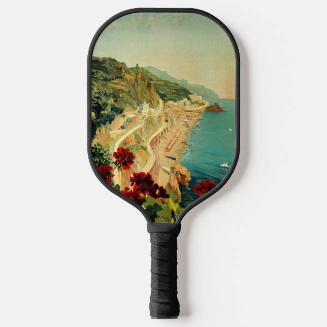 Amalfi Italian Coast, Vintage Travel Poster Italy Pickleball Paddle (Front)