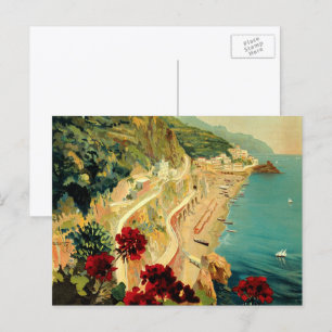 Amalfi Italian Coast, Vintage Travel Poster Italy Postcard