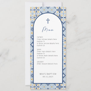 Amalfi Italian Tile Summer Baptism Menu Card